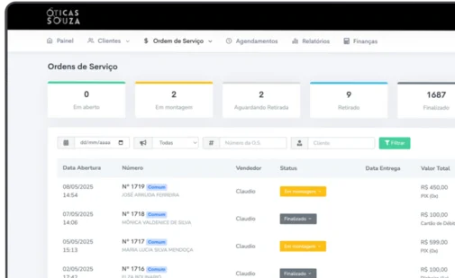 Sistema de Gestão de Vendas de Óticas