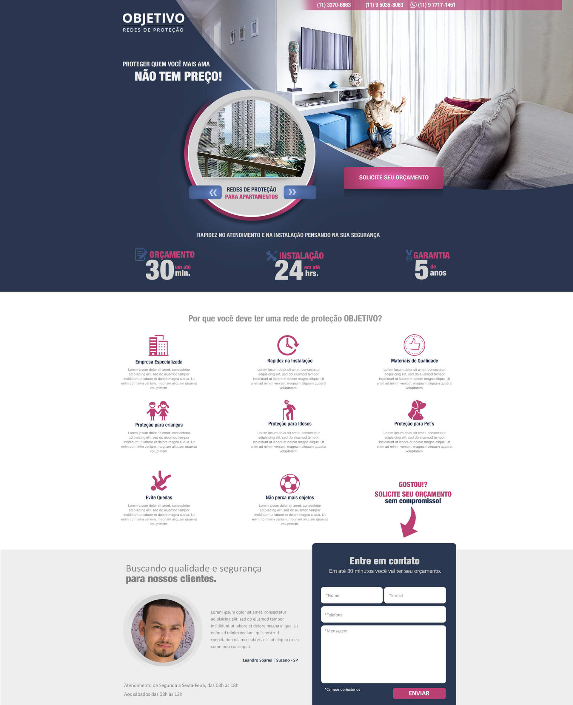 Landingpage Objetivo Redes de Proteção