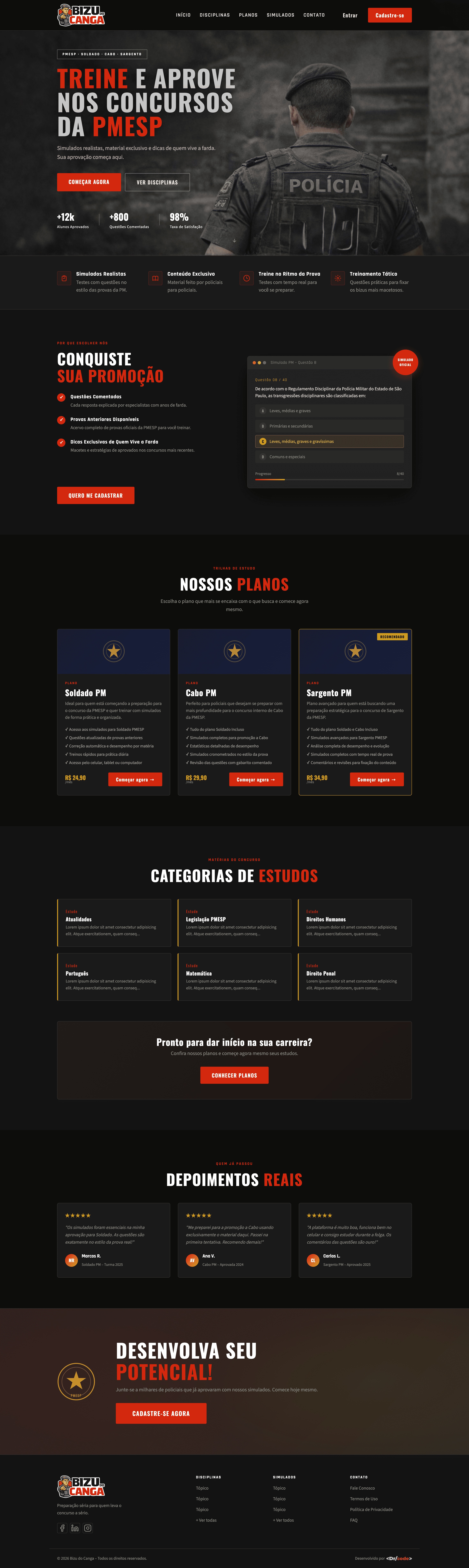 Site de treinamento de concurso militar